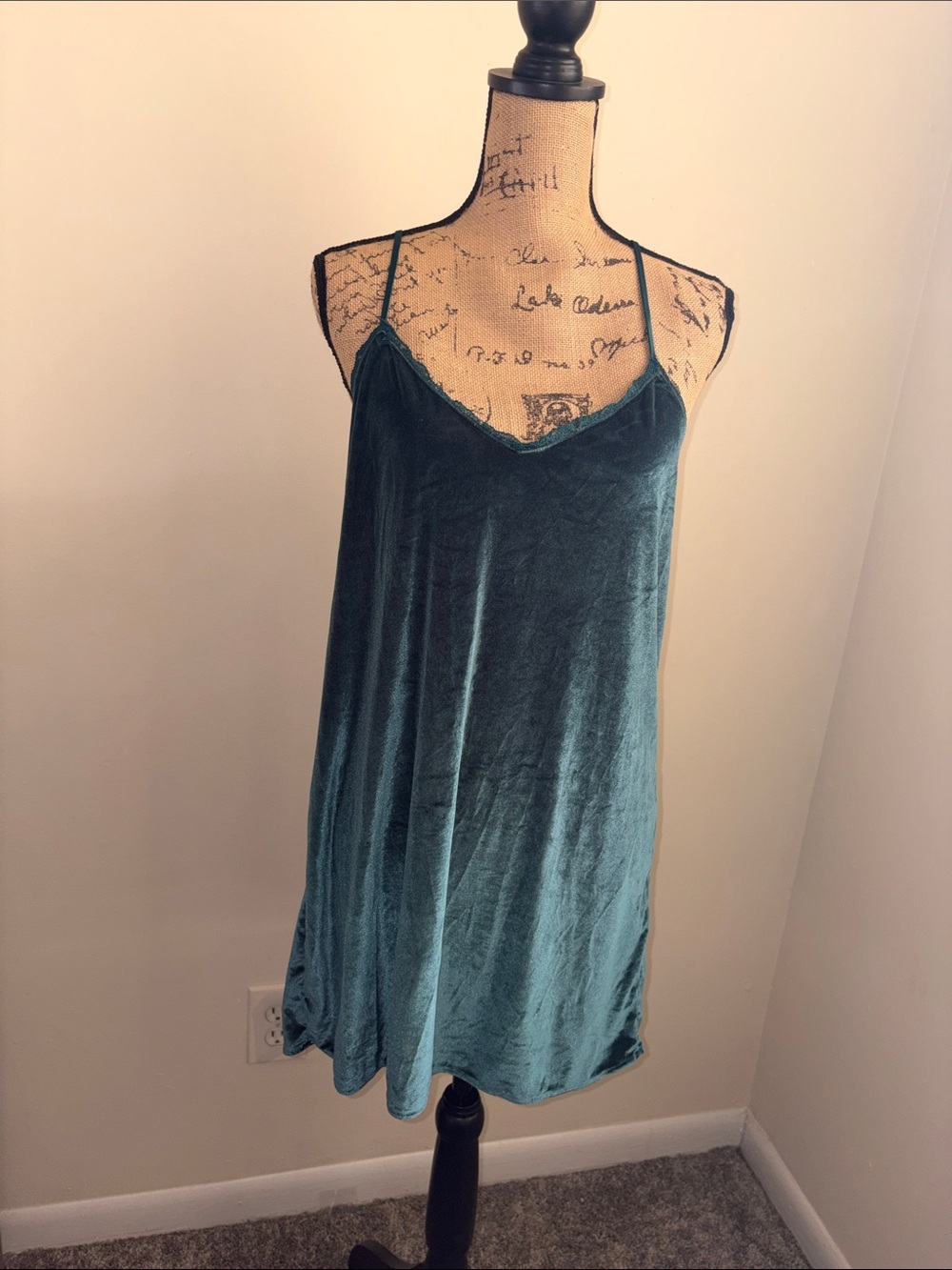 Emerald Victoria Secret Velvet Slip Dress - Spaghetti Strap
